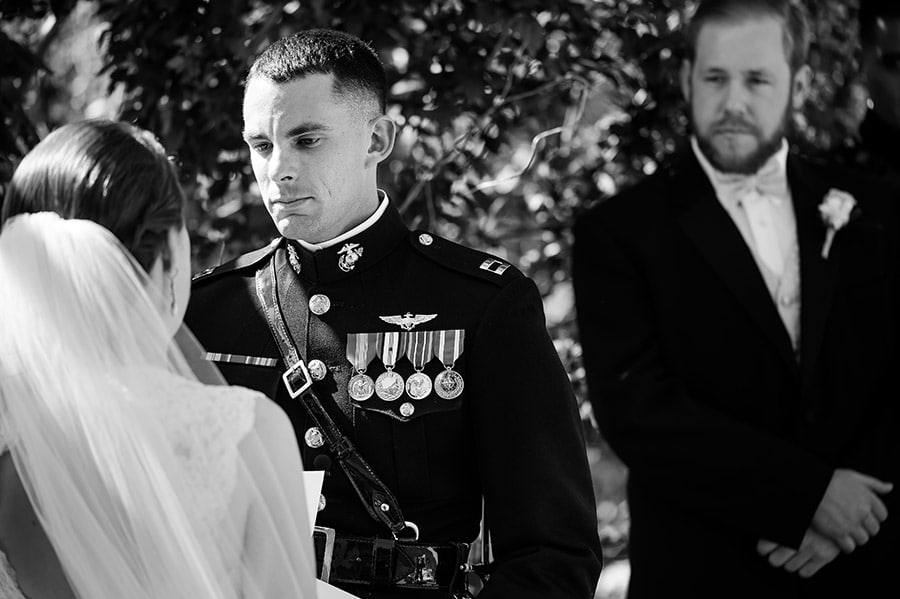 Groom gets choked up during his vows.